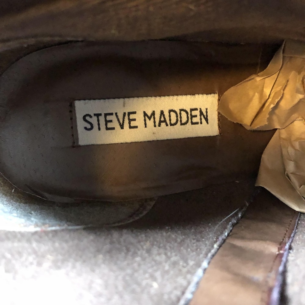 Steve Madden Milaan Ankle Booties Womens 7.5 M Burgundy Suede Block Heel‎ Boots - Picture 10 of 16
